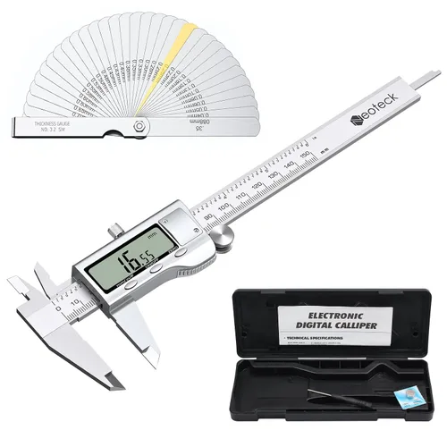 Vista 8 de Neoteck calibrador digital de 4 pulgadas/100 mm, calibradores electrónicos de acero inoxidable, herramienta de medición con conversión