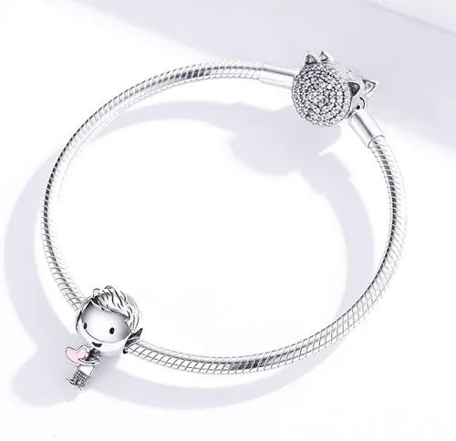Vista 6 de VINWOS Colgante de plata de ley 925 con cuentas de plata de ley 925 para niñas y niños niños Metal Diamantes de imitación