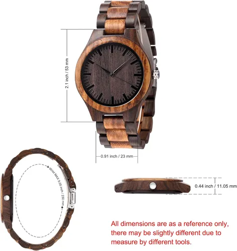 Vista 2 de Reloj de madera Fodiyaer con grabado para hombre, regalo ideal para tu novio, tu marido, para un aniversario, Navidad, cumpleaños, día del Padre