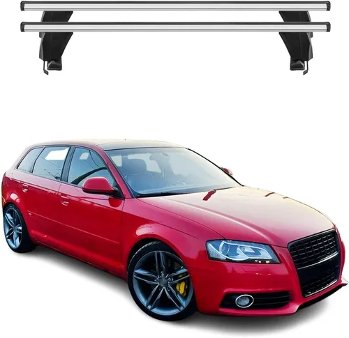 Vista 15 de OMAC Portaequipajes de techo liso para Audi A3 2005-2012 3Dr negro / barras transversales de techo de automóvil de carga de 110 libras - Aluminio