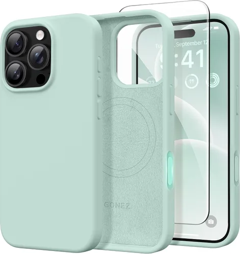Vista 33 de GONEZ Funda magnética para iPhone 14, compatible con Magsafe, con protector de pantalla + protector de cámara, forro de microfibra antiarañazos
