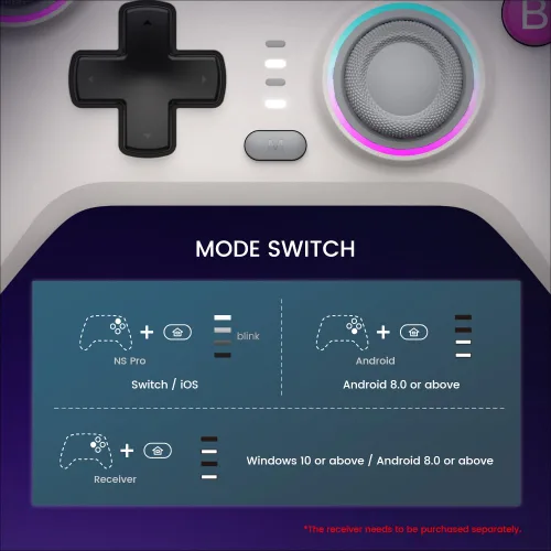 Vista 8 de GameSir Nova Wireless Switch Pro Controller - Switch/Lite/OLED, Hall Effect Joysticks, RGB LED, Turbo, Programmable, Motion Control, Wake Up