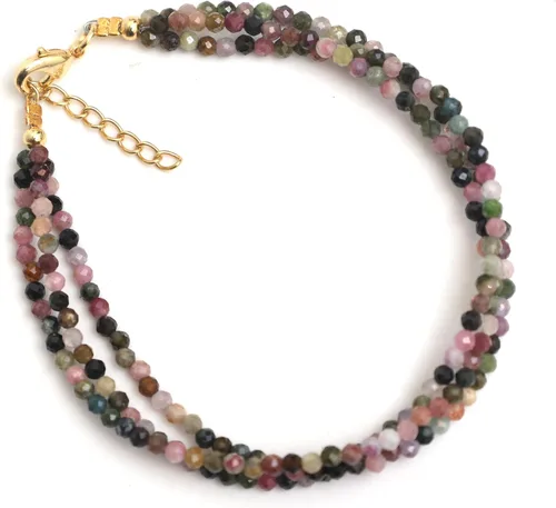 Vista 10 de Gempires - Pulseras de cuentas naturales de múltiples hebras, ligeras, hechas a mano, hipoalergénicas, de 8 pulgadas, chapadas en oro, elegantes
