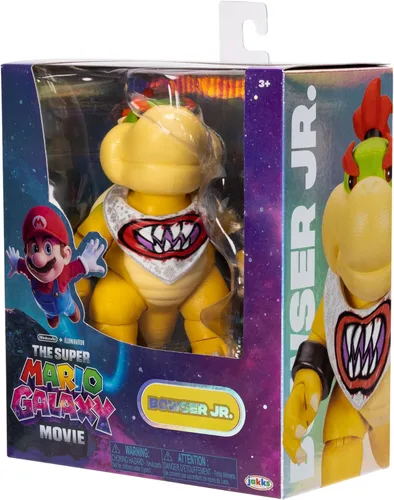 Vista 9 de Super Mario Galaxy Movie Bowser Jr., figura de acción de 5 pulgadas y pincel