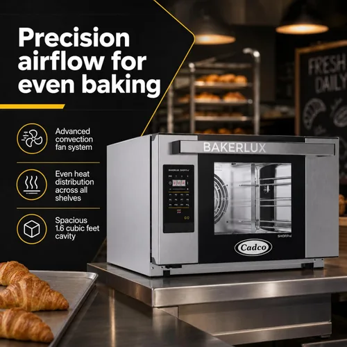 Vista 5 de Cadco XAFT-03HS-GD Bakerlux GO Panel - Horno de convección de encimera resistente con controles digitales, acero inoxidable/negro, NSF, 120 V, negro