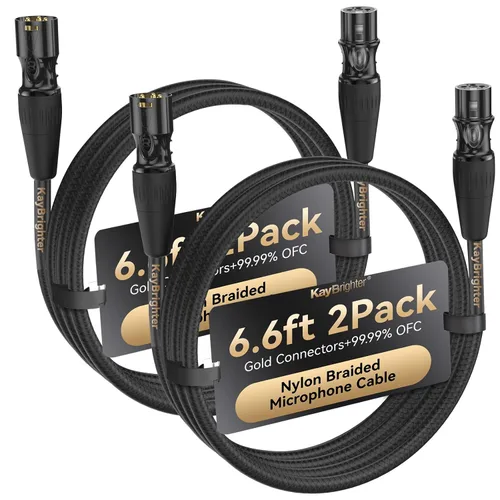 Vista 12 de XLR Cables de 3.3 pies, cable de micrófono profesional sin ruido, conectores dorados Rean-Neutrik, cable de micrófono equilibrado, 99.99% OFC, cable