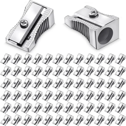 Vista 9 de Fumete 96 sacapuntas de metal mini sacapuntas de metal a granel, sacapuntas de metal de mano de un solo agujero, sacapuntas manuales de aleación