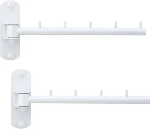 Vista 8 de Paquete de 2 percheros plegables de pared con brazo oscilante de acero inoxidable resistente para baño, dormitorio, cuarto de servicio, color negro
