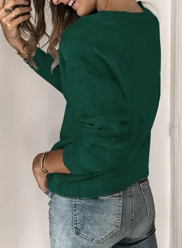 Vista 2 de Dokotoo Suéter de punto para mujer, diseño de rayas, cuello en V, con bloques de color, ajuste holgado