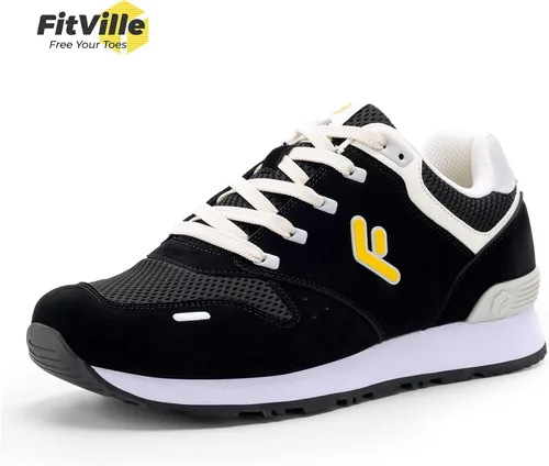Vista 7 de FitVille Tenis clásicos anchos para hombre, zapatos de correr retro extra anchos, ligeros, transpirables, cruzados, para aliviar el dolor de pies