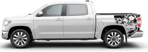Vista 3 de Skulls Bed Graphics - Calcomanías de vinilo compatibles con Toyota Tundra 2007-2021 (negro)