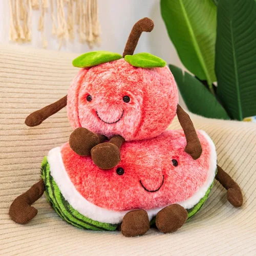 Vista 7 de XIYUAN Juguetes suaves de 19.6 pulgadas, serie de frutas, sandía, frutas, almohada de peluche, juguetes de cereza, lindos juguetes suaves, cojín