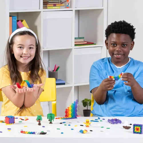 Vista 2 de Plus Plus Juego de 240 piezas básicas de mezcla de tubos y placa base, mini bloques de construcción entrelazados, juguetes de tallo para niños