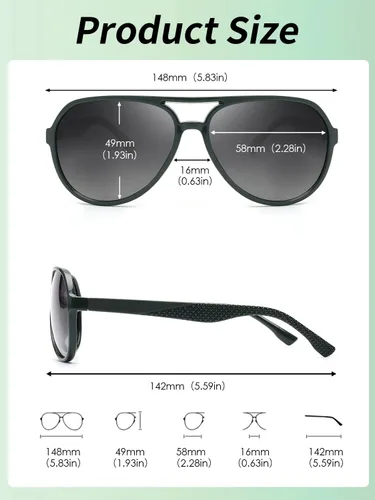 Vista 5 de JIM HALO Gafas de sol polarizadas para hombres y mujeres, persianas de aviador retro para conducir, pescar, verde y gris degradado