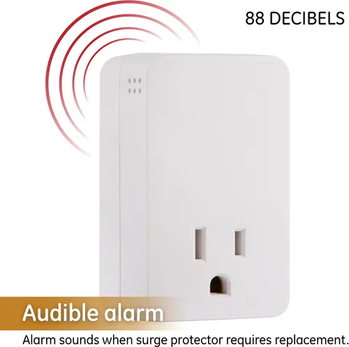 Vista 4 de GE UltraPro SurGE Protector Plug con alarma, extensor de salida, adaptador de enchufe, electrodoméstico, refrigerador, fin de servicio, 1080 julios