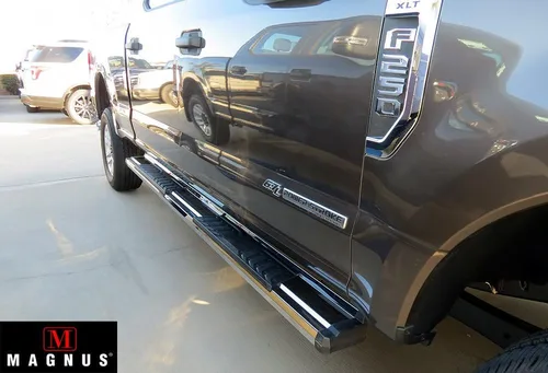 Vista 2 de APS Estribos cromados estilo OE Nerf compatibles con Ford F150 SuperCrew Cab 2015-2026 y F150 Lightning 2022-2026 y F-250 F-350 Super Duty 2017-2026