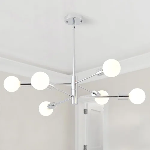 Vista 14 de HHR Candelabro Sputnik de 4 luces, Candelabro Moderno Negro Lámpara de Techo, Candelabros de Altura Ajustable para Comedor Isla de Cocina