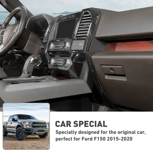 Vista 4 de Cubierta de panel de tablero de consola central compatible con Ford F150 2015-2020 compatible con Ford F150 2015-2020 accesorios de decoración Madera