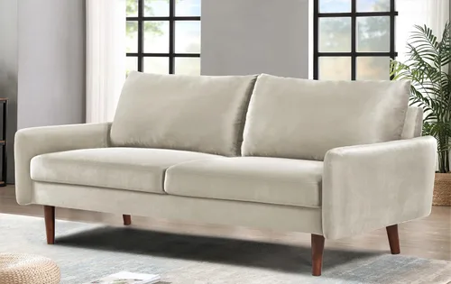 Vista 5 de Container Furniture Direct Kent - Sofá de terciopelo para salas de estar modernas y espacios compactos, cómodo sofá de 3 plazas, muebles de estudio