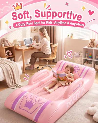Vista 6 de Pafolo Cama inflable para niños, cama de viaje para niños con rieles