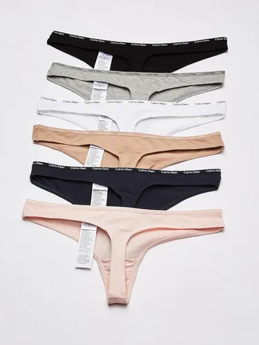 Vista 4 de Calvin Klein Tanga elástica con logotipo de algodón para mujer, paquete múltiple