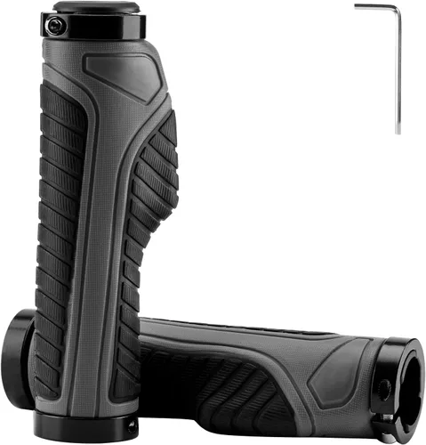 Vista 9 de ROCKBROS Empuñaduras de bicicleta de montaña, empuñaduras para manillar de bicicleta, doble abrazadera de aluminio para MTB BMX, extremos de barra