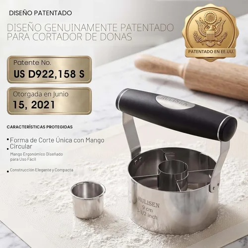 Vista 7 de HULISEN Cortador de rosquillas, cortador de donas de acero inoxidable de 3.5 pulgadas con mango de agarre suave y cortador de galletas pequeño
