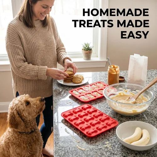 Vista 4 de Mini molde de silicona para huesos de perro, molde en forma de hueso naranja de 18 cavidades para golosinas caseras para perros, chocolate, dulces