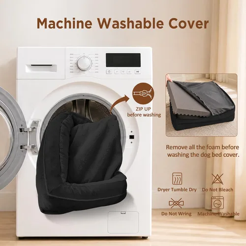 Vista 5 de Comfort Expression - Cama ortopédica para perros medianos, 28 x 19 pulgadas, cama impermeable y de apoyo de espuma con cojines removibles, sofá