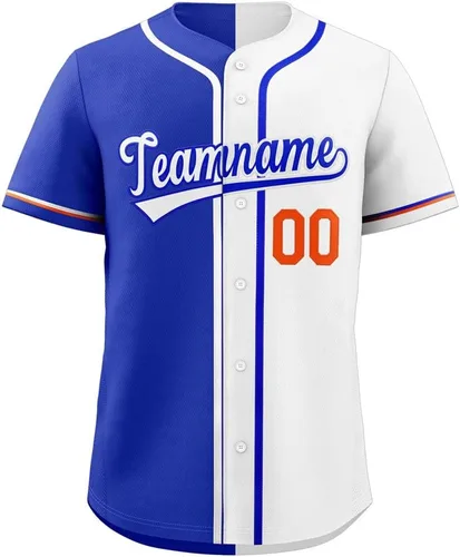 Vista 34 de Camiseta de béisbol dividida personalizada con botones y número de nombre cosido personalizado para hombres/mujeres/niños