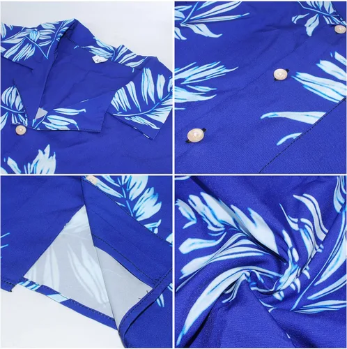 Vista 4 de Nuofengkudu Hawaiian Shirt for Men, Summer Beach Printed Tropical Shirts Short Sleeve Casual Button Down Shirts