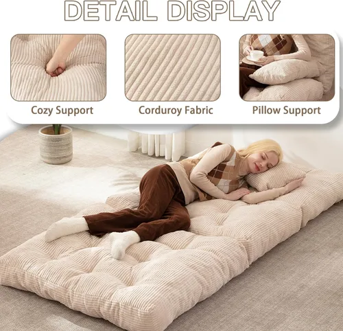 Vista 4 de Sofá cama plegable, silla convertible con almohada, colchón plegable con soporte para la espalda, silla plegable portátil, cama, cómodo sofá de piso