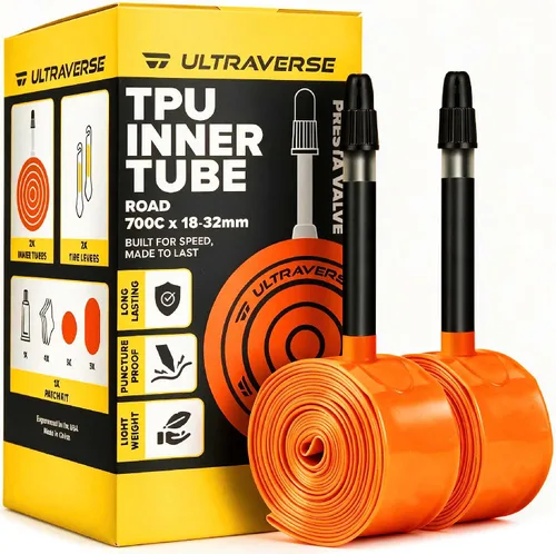 Vista 9 de Ultraverse TPU 700x18-32c Bike Inner Tube, 45/65/85mm Presta