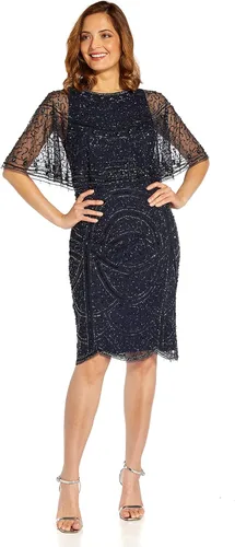 Vista 4 de Adrianna Papell Vestido tubo de cuentas con capa para mujer