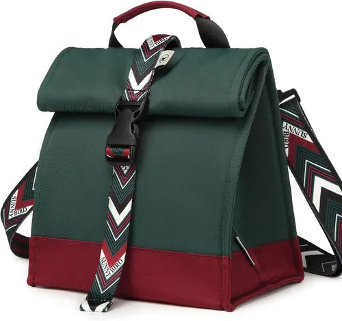 Vista 16 de Sunny Bird - Lonchera reutilizable para adultos, para hombres, mujeres, adolescentes, niños, lonchera grande aislada, bolsa de almuerzo para la Negro