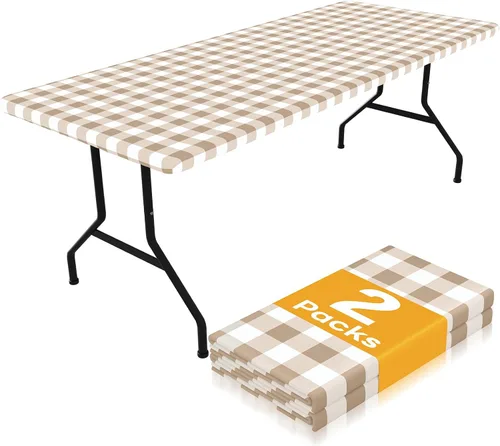 Vista 20 de Smiry Mantel de Mesa de Picnic Paquete de 2, Manteles Ajustables Elásticos Impermeables para Mesas Rectangulares de 18 x 72 pulgadas, Mantel