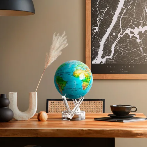 Vista 7 de Globo terráqueo Mova, azul con relieve de 4,5 pulgadas