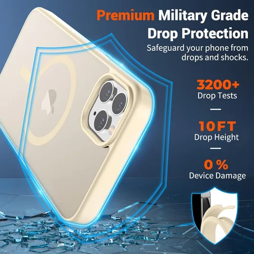 Vista 3 de SUPFINE Funda magnética para iPhone 11 Pro Max (compatible con MagSafe) (protección contra caídas de grado militar), delgada, translúcida mate, a
