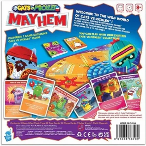 Vista 2 de Cats vs Pickles Mayhem juego de mesa - Juego de cartas de frijoles para niños, familias y adultos con personajes exclusivos de CvP, fácil