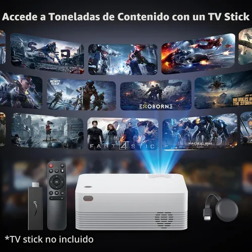 Vista 2 de Mini proyector para iPhone, proyector portátil 1080P soporte y altavoz