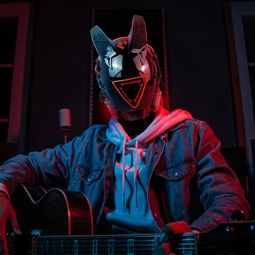 Vista 5 de Cyberpunk Futurism Futurism Gothic Mask Adult Helmet, Halloween role-playing clothing accessories,with LED lights