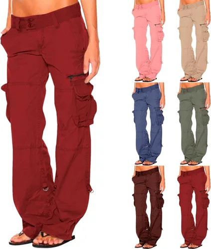 Vista 7 de Pantalones de trabajo vintage para mujer, holgados, para exteriores, holgados, deportivos, casuales, de tiro bajo, estilo occidental, ajuste relajado