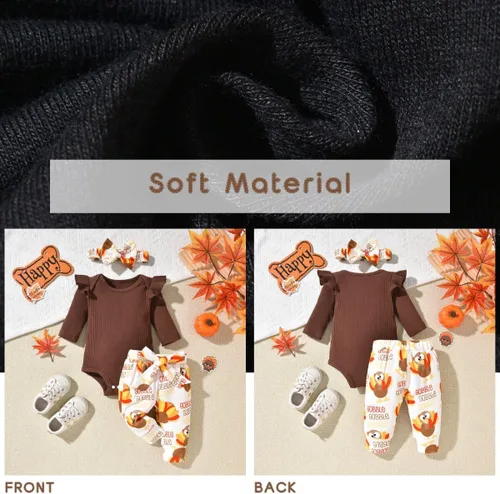 Vista 110 de Aalizzwell Conjunto de mameluco acanalado para bebé recién nacido prematuro para otoño e invierno