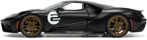 Vista 4 de Jada Toys Big Time Muscle 1:24 2017 Ford GT - Coche fundido a presión con rayas negras/blancas, juguetes para niños y adultos