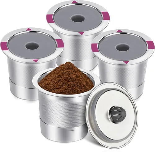 Vista 8 de Tazas reutilizables K Cups para Keurig, cápsulas de café reutilizables universales de acero inoxidable, cápsulas K recargables únicas para máquinas