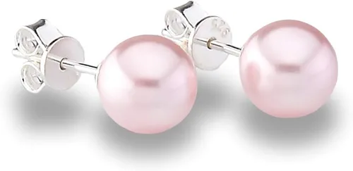 Vista 2 de Genuine Fine European Crystal 8mm Round Simulated Pearl S925 Solid Sterling Silver Stud Earrings For Women