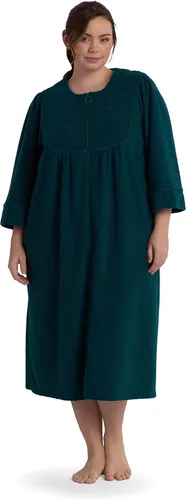 Vista 3 de Miss Elaine Bata larga de terry cepillado por detrás para mujer, bata con cremallera, ropa de dormir y ropa de descanso