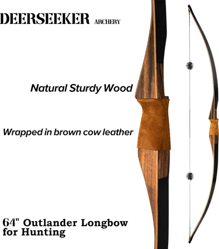 Vista 5 de Deerseeker Outdoor Tiro con Arco Juego de Arco Tradicional de 64" Caza Arco Largo Reflex Deflex de Una Pieza Arco Largo Extremidades de Núcleo