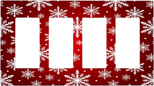 Vista 21 de Cubierta de interruptor de luz dúplex de 1 banda, cubierta decorativa de Navidad con copos de nieve rojos, placa frontal decorativa para cocina