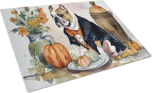 Vista 101 de Caroline's Treasures DAC1720LCB Affenpinscher - Tabla de cortar de vidrio con calabazas para cocina de otoño, grande, decorativa, de vidrio